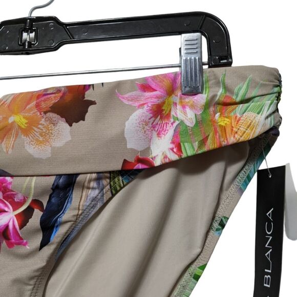 NWT LA BLANCA LB8KD95 Beyond The Jungle Shirred Band Hipster Swim Bottoms 14 - Picture 2 of 5